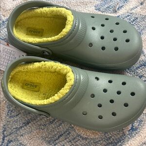 Crocs Kids' Green Clogs with Yellow Lining